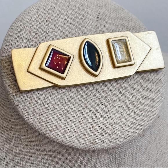 Vintage Monet Gold Tone Enamel Statement Brooch - Picture 8 of 9